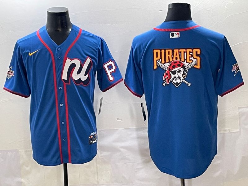 Men 2025 Pittsburgh Pirates Blank Blue All star Nike MLB Jersey style 3->pittsburgh pirates->MLB Jersey